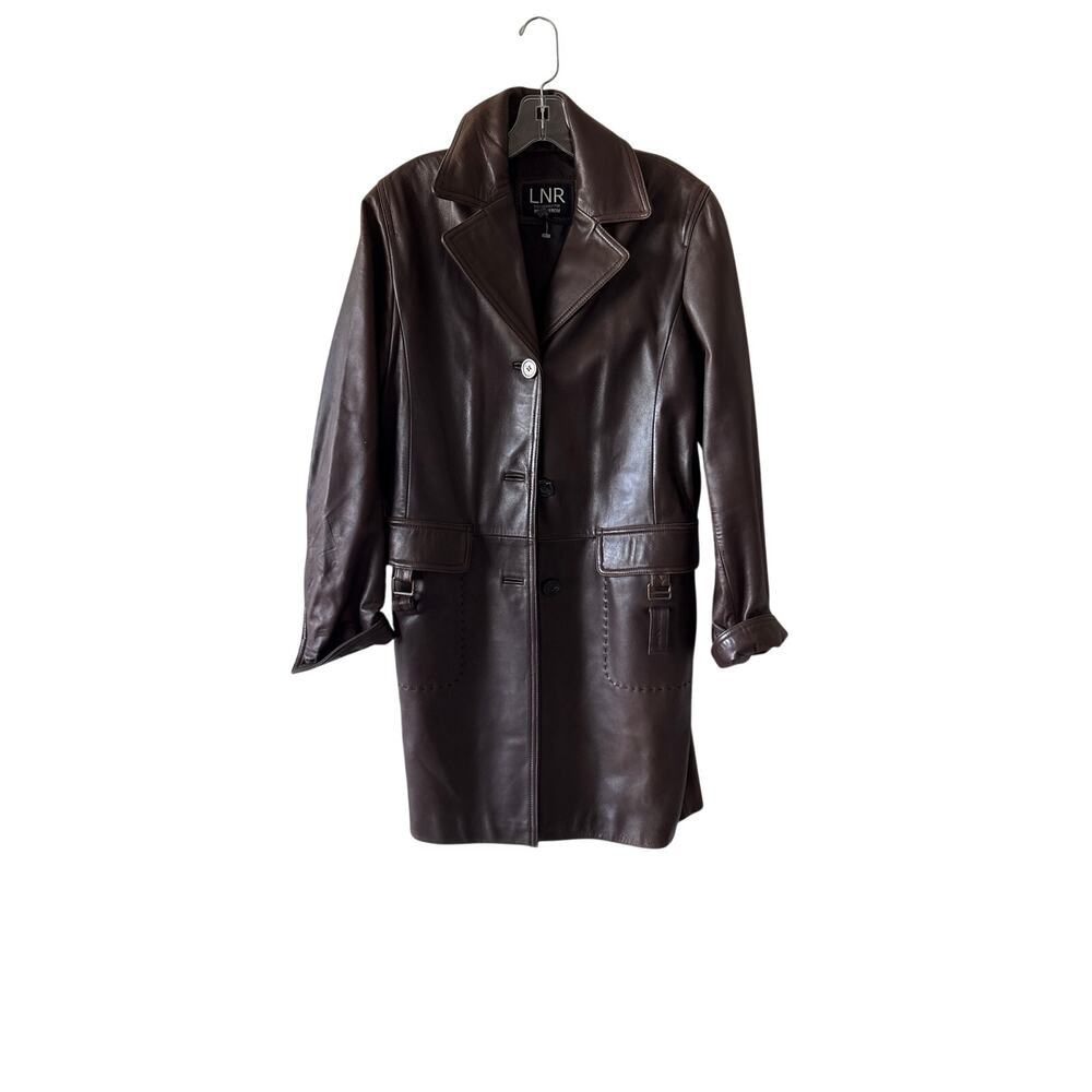 LNR Exclusively for Nordstrom Chocolate Brown Leather Longline Coat